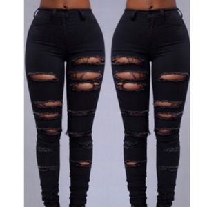 High Waist Denim  Black Jeans.